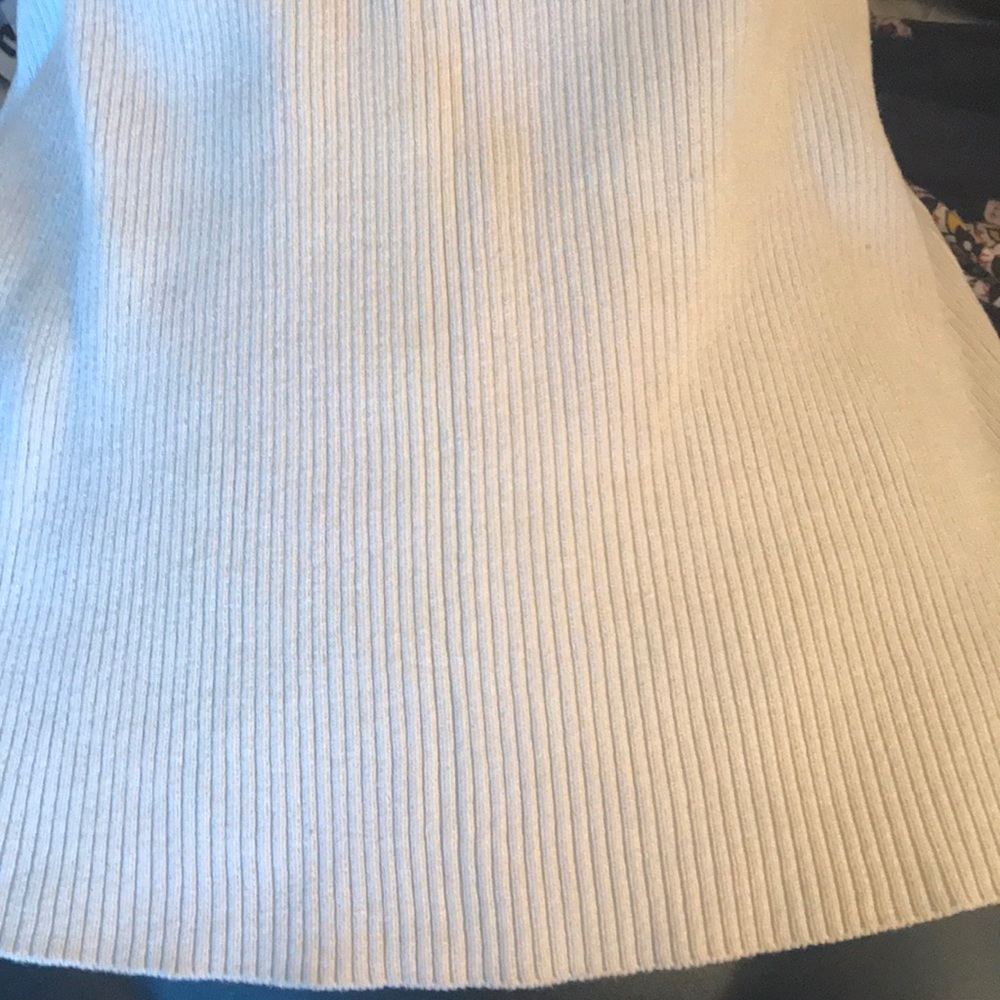 TRACY M Short Sheer Cap Sleeve Cream Knit Top Sz.M - Picture 7 of 8